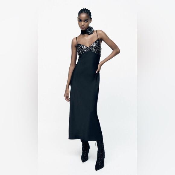 Zara Sequin Slip Dress - Picture 1 of 11